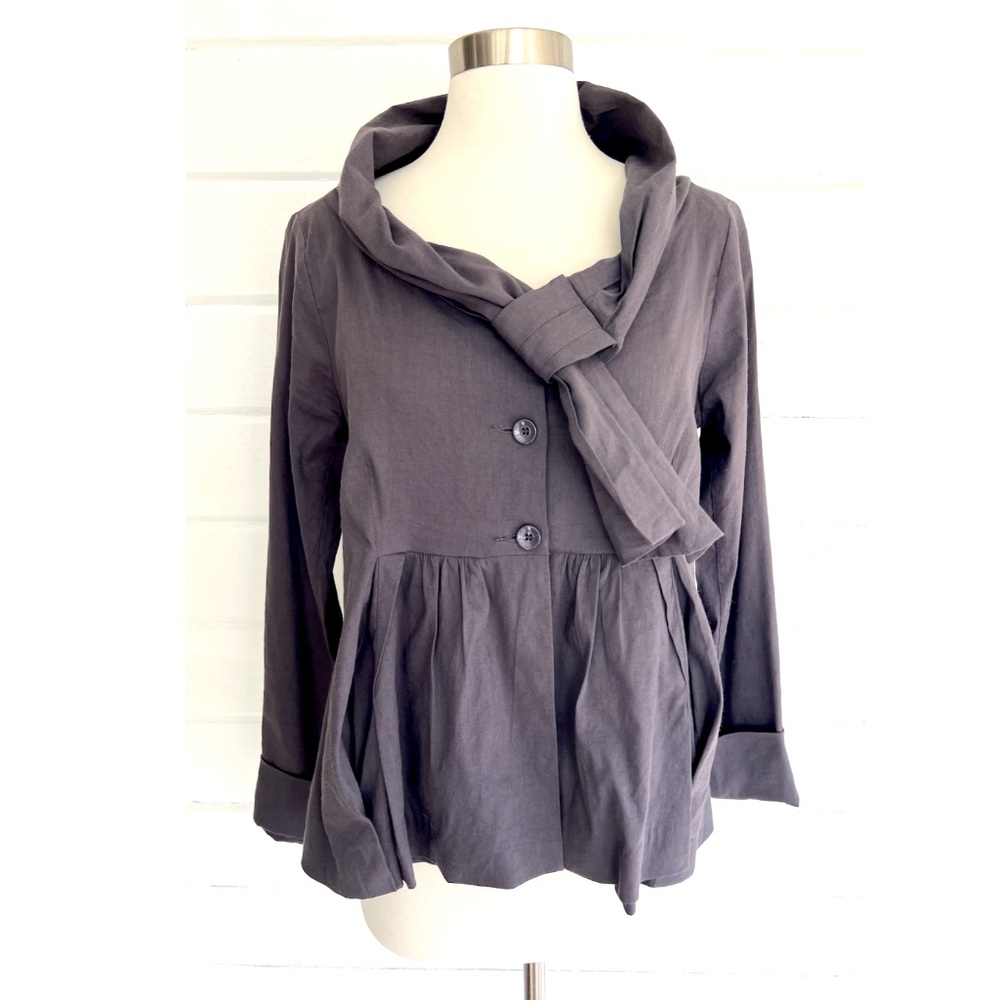LILITH Linen Blend Jacket in Gray - S/38